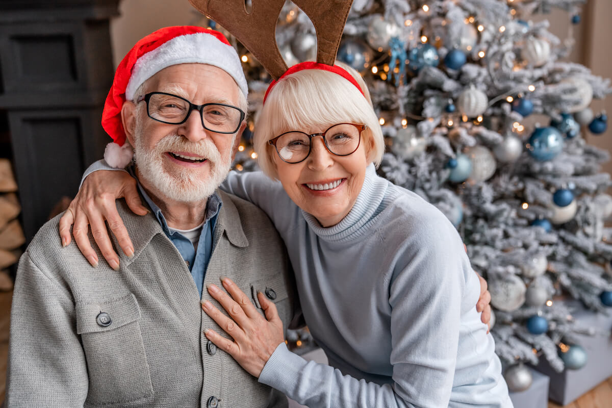 Couple of seniors celebrating Christmas.